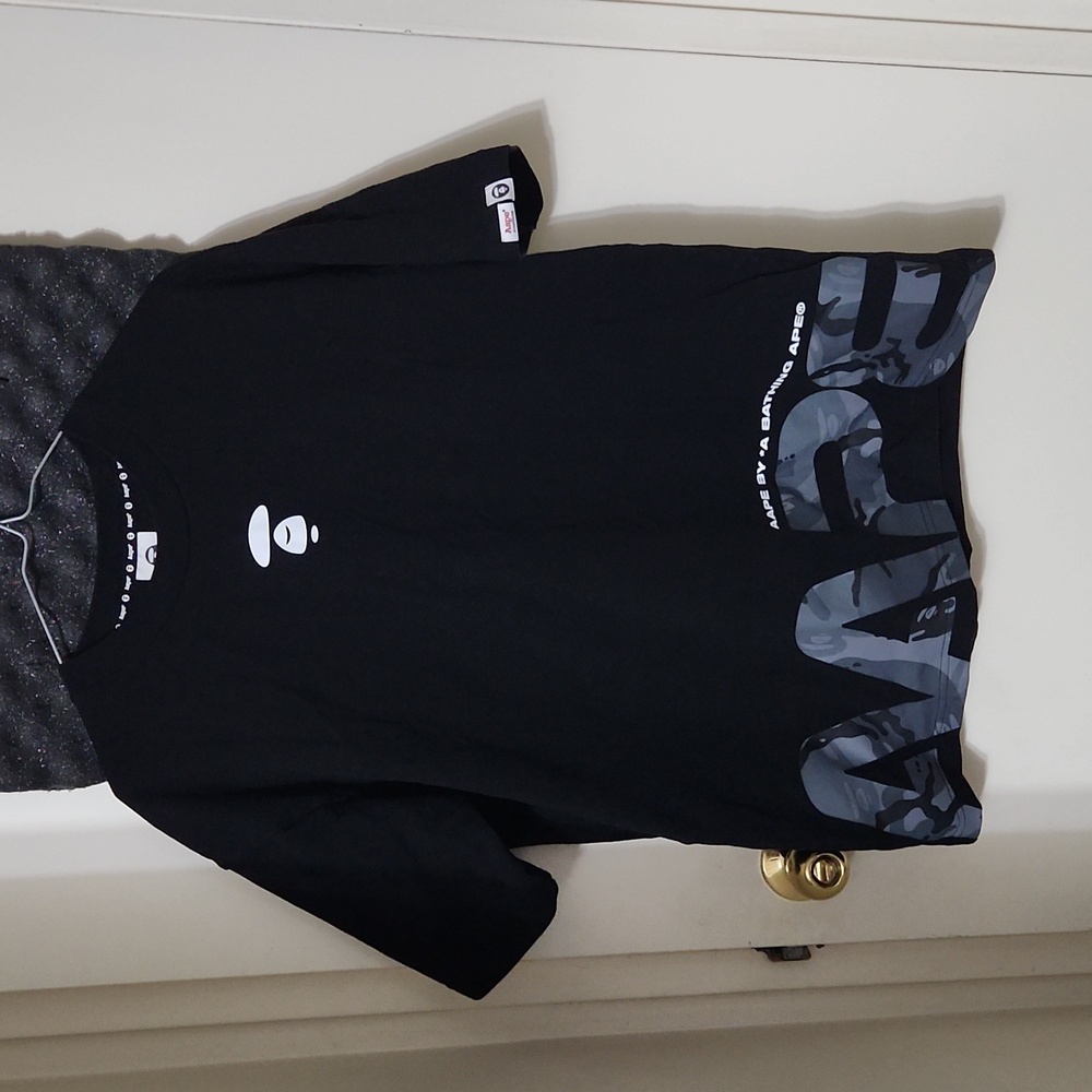 Aape Camo Spellout Oversized T Shirt by Bathing Ape Bape Black, White & Grey